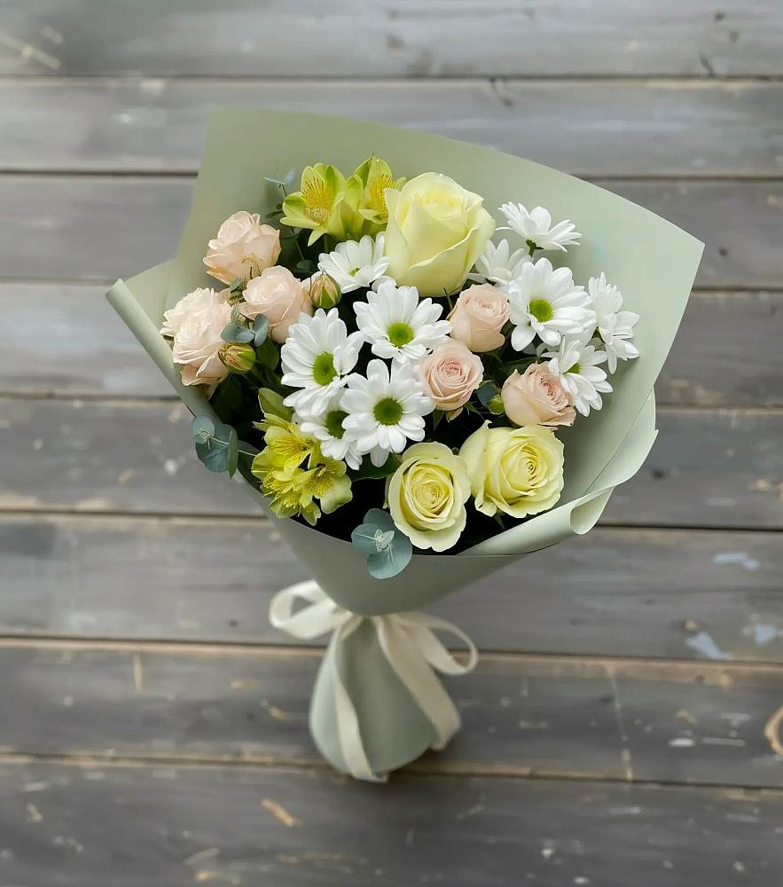 Букет цветов из: Альстромерии, Розы и Хризантемы в Сурске