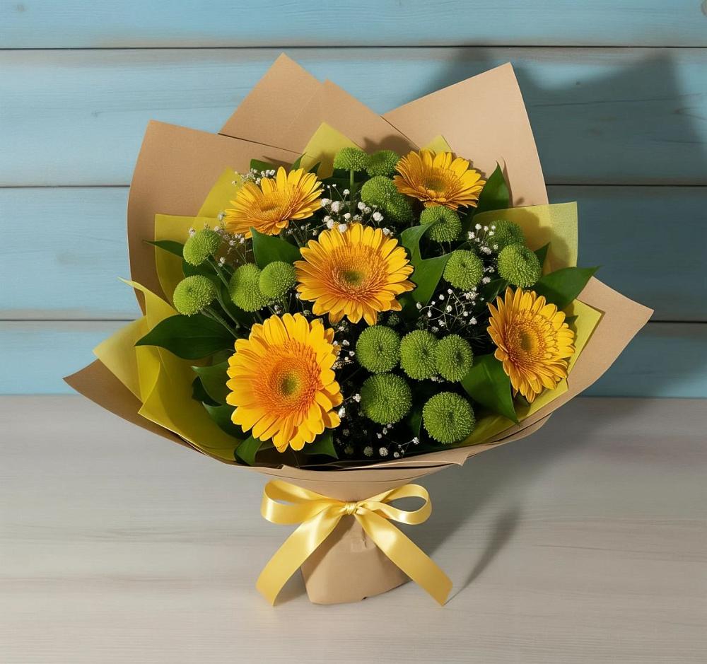 Букет цветов из: Герберы и Хризантемы в Сурске