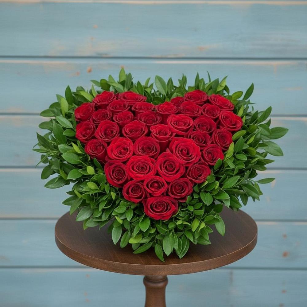 Цветочная композиция из Розы в виде сердца в Сурске