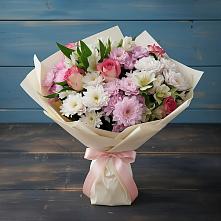 Букет цветов из:  Хризантемы, Альстромерии и Розы в Сурске